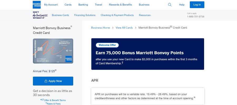 Marriott Bonvoy Business American Express Card