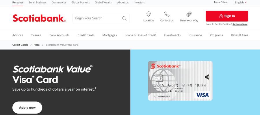 Scotiabank Value Visa Card