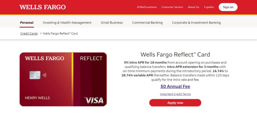 Wells Fargo Reflect Card